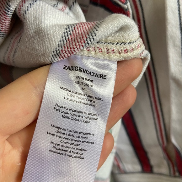 Off white shirt with red stripes and zipper - Picture 7 of 9